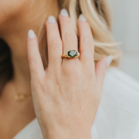 The LW Jewelry Co. Jewelry - Gold Vermeil and Emerald Women's Ring waterproof tarnish free